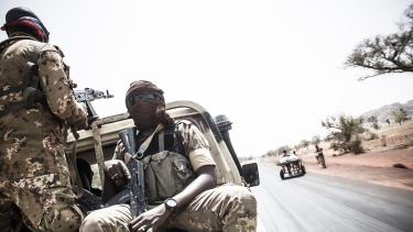 A patrol of the Malian Armed Forces in Sevare on the way to Djenne. 